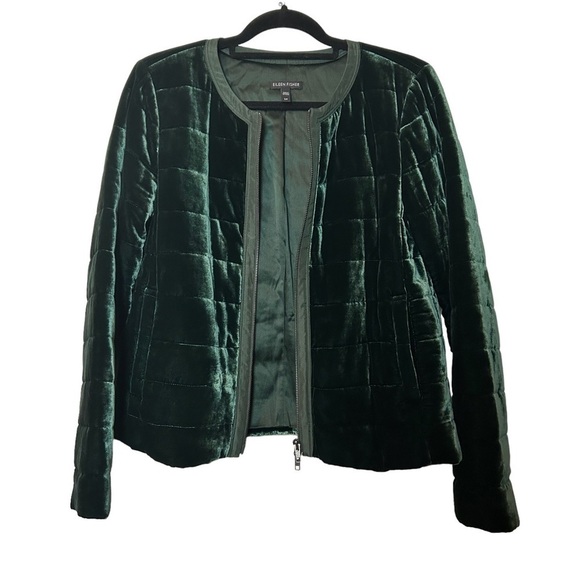 Eileen Fisher Emerald Green Fully Lined Quilted Zip Front Jacket Sz.S/P - Picture 10 of 16